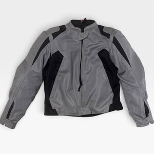 Firstgear Motorcycle Jacket Womens Large Mesh Armored Padded Gray Black